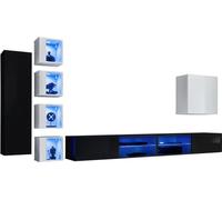 Ensemble de meubles de salon SWITCH XXVI - Noir et blanc - Éclairage LED - Design contemporain