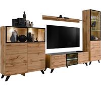 Ensemble de meubles de salon TINO composé de quatre meubles et d'une étagère de style industriel.
