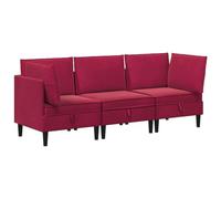 Ensemble De Meubles De Salon Velours 3 Pcs Vin Rouge | Design moderne, sièges ergonomiques, remplissage en mousse, entretien facile