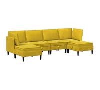 Ensemble De Meubles De Salon Velours Jaune 6 Pcs | Design moderne, sièges ergonomiques, remplissage en mousse, entretien facile