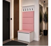 Ensemble de meubles d'entrée - ANDY - Cintre, Banc de Rangement à Chaussures - avec Coussin Confortable - ROSE
