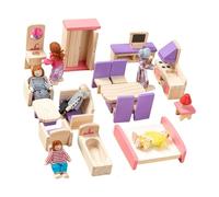 Ensemble de meubles en bois Dollhouses Salon Salle de bain Chambre Scène dédiée à jouer Enfants Cadeaux privilégiés avant les accessoires de jeu Accessoires de jeu