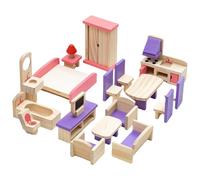 Ensemble de meubles en bois Dollhouses Salon Salle de bain Chambre Scène dédiée à jouer Enfants Cadeaux privilégiés avant les accessoires de jeu Accessoires de jeu