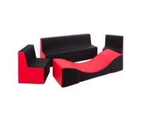 Ensemble de meubles en mousse : 2 chaise Canapé et fauteuil rouge-noir Rouge G