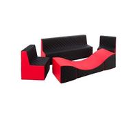 Ensemble de meubles en mousse : 2 chaise Canapé et fauteuil rouge-noir