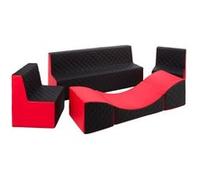 Ensemble de meubles en mousse : 2 chaise Canapé et fauteuil rouge-noir Rouge G