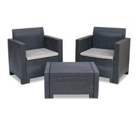 Ensemble de meubles en résine tressée Nebraska Terrace 2 Bica anthracite