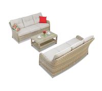 Ensemble de meubles en rotin Toledo Coffee avec petite table pour 6 personnes en beige Garden Point