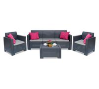 Ensemble de meubles en technorotin avec un canapé 3 places Nebraska Coffee 5 anthracite Bica