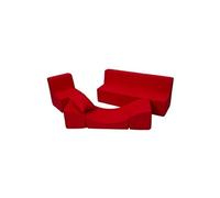 Velinda Ensemble de Meubles Enfant: Fauteuil+canapé+Pouf dépliant (Chaise Longue) (Couleur: Rouge)