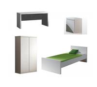 Ensemble De Meubles Lara Avec Armoire Et Bureau Blanc