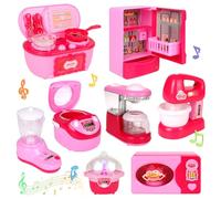 Ensemble de meubles miniatures avec machine à café pour fridge à café, accessoires de poupée, jeu de cuisine pour enfants, anniversaires