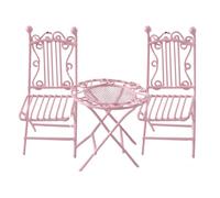 Ensemble de meubles miniatures en fer fait à la main avec table d'appoint et chaises pour maisons de poupée 1/12 modèles de jardin