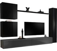 Ensemble de meubles muraux de salon SWITCH VIII design, en gris brillant et noir.