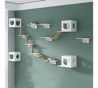 Ensemble de Meubles muraux en Bois Massif for Chat, étagères et perchoirs for, Gain Place, Mur d'escalade for à Faire soi-même(S2)