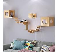 Ensemble de meubles muraux pour chat - Hamac multi-niveaux, perchoir, marches, pont et grimpeur pour chats d'intérieur - Solution de jeu et de salon peu encombrante