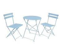 Ensemble de meubles ORION pour balcon : Table ronde & 2 chaises en bleu élégant Bleu