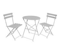 Ensemble de meubles ORION pour balcon : Table ronde & 2 chaises en gris chic Gris