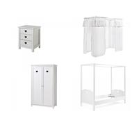 Ensemble de meubles pour enfant - Amori - Lit à baldaquin - Voile - Chevet - Armoire 2 portes