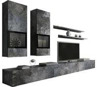 Ensemble de meubles pour le salon RAMOS - Gris ardoise - LED multicolores intégrées
