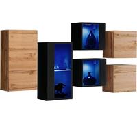 Ensemble de meubles pour le salon SWITCH SBIV - Chêne et noir - LED intégrées - Design moderne