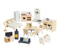 Ensemble de meubles pour maison de poupée en bois FSC (35 pièces)
