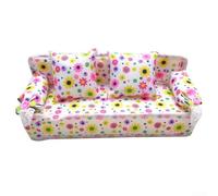 Ensemble de meubles pour mini canapé pour maison de poupée avec deux coussins pour tissu rose - Accessoire décoratif de salon pour jeux de simulation - 20 x 7 x 7,5 cm