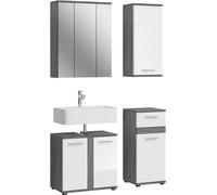 Ensemble de meubles pour salle de bain WILLIAM - Gris foncé et blanc - 114x191x34 cm