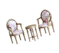 Ensemble de meubles réalistes pour maisons de poupée - Table et chaises miniatures en bois doré - Design réaliste - Échelle 1/12