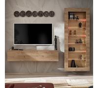 Ensemble de Meubles RTV Como, chêne Miel - avec éclairage RGB LED, pour Le Salon ou la Chambre
