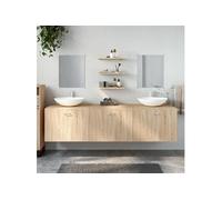 Ensemble de Meubles Salle de Bain Armoires 6 pcs, Armoires Murales avec Miroir, Placards de Rangement, Moderne, Chêne Bois d'Ingénierie