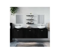 Ensemble de Meubles Salle de Bain Armoires 6 pcs, Armoires Murales avec Miroir, Placards de Rangement Toilette, 242565