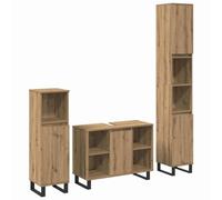 Ensemble de Meubles Salle de Bain Moderne avec Rangement Flexible pour Espaces Urbains, 3 Pièces en Bois d'Ingénierie Résistant à l'Humidité, Design Épuré et Finition Lisse