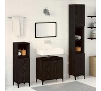 Ensemble de Meubles Salle de Bain Moderne en Bois d'Ingénierie avec Rangement Minimaliste et Design Épuré pour Décor Contemporain | Finition Naturelle et Portes Affleurantes