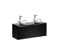 Ensemble de meubles salle de bain - OTITEC - BOLD BLACK - 120 cm - Double vasque - Miroir LED