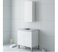 Ensemble de Meubles Salle de Bain Vignola Dmora, en Bois Noblé Blanc Brillant