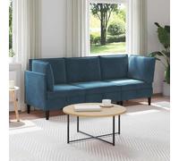 Ensemble de Meubles Salon 3 pièces Bleu Velours, Set canapé Velours Moderne avec sièges rembourrés et Rangement, Structure Ergonomique en contreplaqué, Confortable et Facile