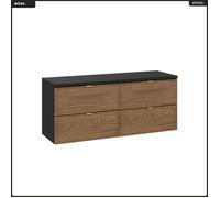 Ensemble de meubles sous vasque - OTITEC - 120 cm - Chêne Casella et noir mat - Bois/MDF - Prêt à monter