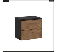 Ensemble de meubles sous vasque - OTITEC - 60 cm - Chêne Casella et noir mat - Bois/MDF - Prêt à monter