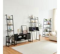 Ensemble de meubles 'Storfjord' 4 pcs. 1x bureau, 2x étagère échelle et 1x armoire TV métal noir