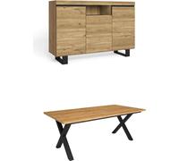 Ensemble de meubles, Table 200 pieds X 10 convives, Buffet 140 Tall, Chêne et Noir