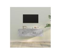 Ensemble de Meubles TV 2 pcs, Armoires de Télévision avec Portes, Meubles Télé Salon Salle de Séjour, Moderne, Gris Béton Bois d'Ingénierie