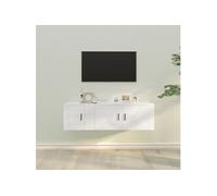Ensemble de meubles TV 2 pcs Blanc Bois d'ingénierie