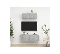 vidaXL Ensemble de meubles TV 2 pcs Gris béton Bois d'ingénierie