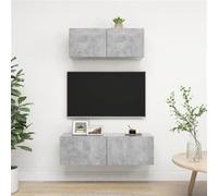 vidaXL Ensemble de meubles TV 2 pcs Gris béton Bois d'ingénierie