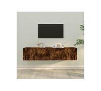 Ensemble de Meubles TV 3 pcs, Armoires de Télévision avec Portes, Meubles Télé Salon Salle de Séjour, Moderne, Chêne Fumé Bois d'Ingénierie 3188419