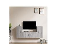 Vidaxl Ensemble De Meubles Tv 3 Pcs Sonoma Gris Bois D'ingénierie Marron