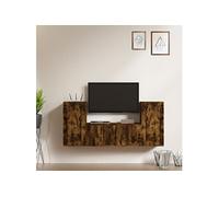 Vidaxl Ensemble De Meubles Tv 3 Pcs Chêne Fumé Bois D'ingénierie Marron