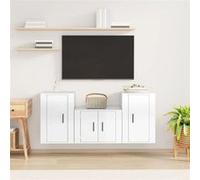 vidaXL Ensemble de meubles TV 3 pcs Blanc brillant Bois d'ingénierie 3188496