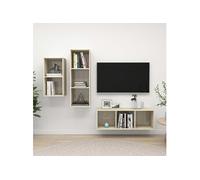 Ensemble de Meubles TV 3 pcs, Ensemble d'Armoires de Télévision avec Rangement, Meubles Télé de Salon, Chêne Sonoma Bois d'Ingénierie